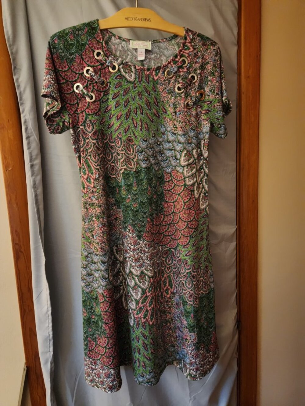 Ivy Road Paisley Mandala Grommet Fit & Flare Dress S